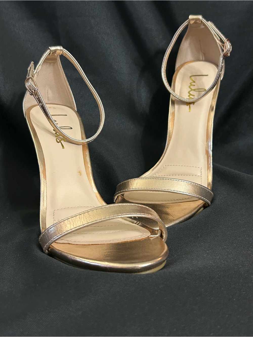 Lulu's Rose Gold Strappy Ankle-Strap Spiked Heels SZ 8.5